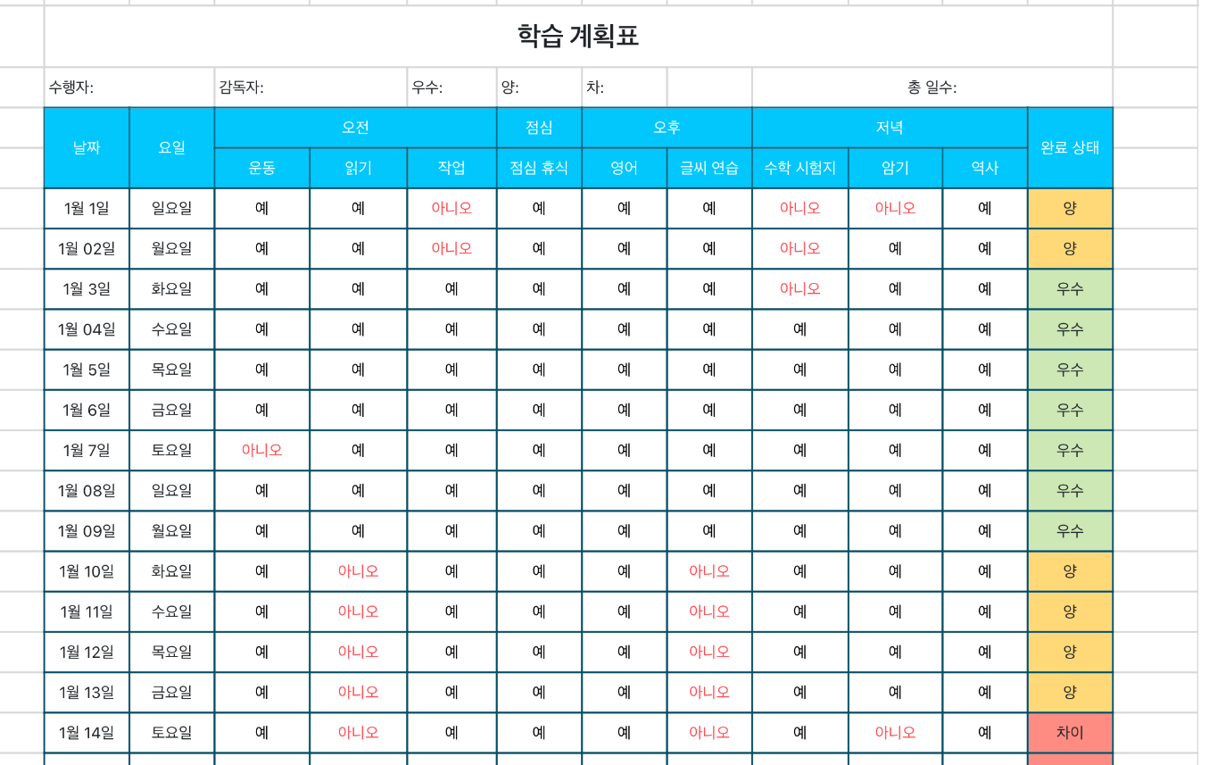 학습 계획표